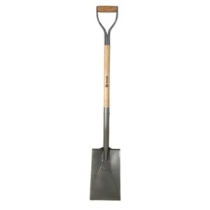 Husqvarna jordspade med trähandtag och stålblad for trädgårdsarbete.