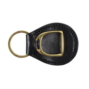 Nyckelring med D-bandre från Fossil i svart läder och guldton.