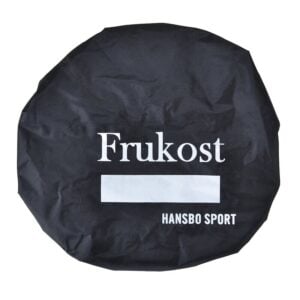 Fritidsmärke Hansbo Sport med plats för namn på svart tygsäck.