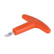 Rösle grönsaksskalare handverktyg orange plast stålblad.