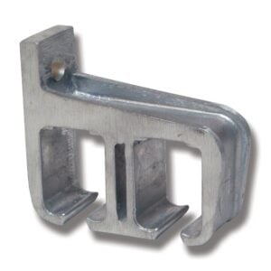 Ställningsteknik Vinkelhake, robust metall, används för byggprojek.
