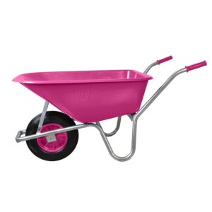 Skottkärra plast 100L rosa luftgummihjul